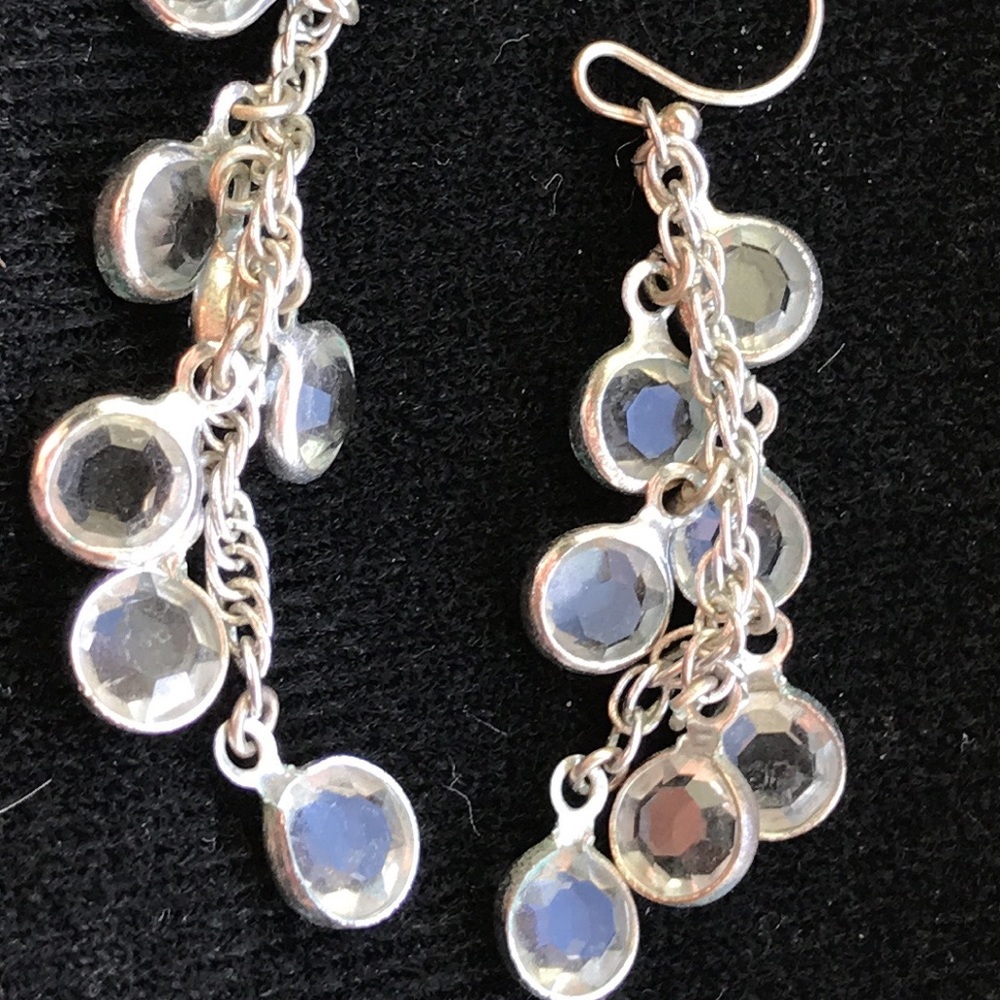 4/$25 crystal  925 silver dainty dangle  earrings